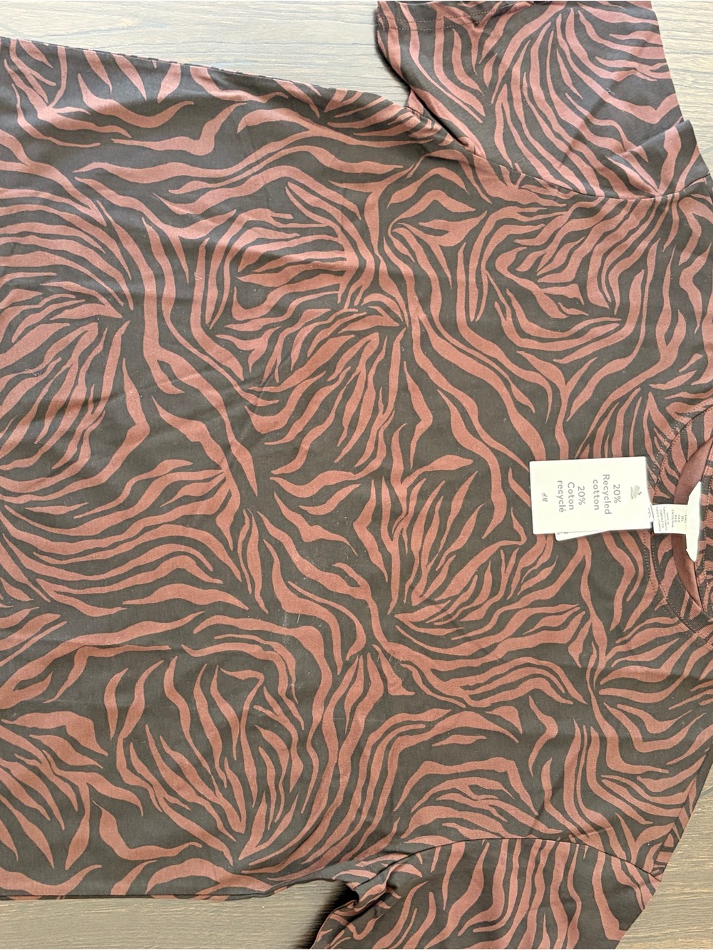 H&M Short Sleeve Tee in brown and black Zebra Print